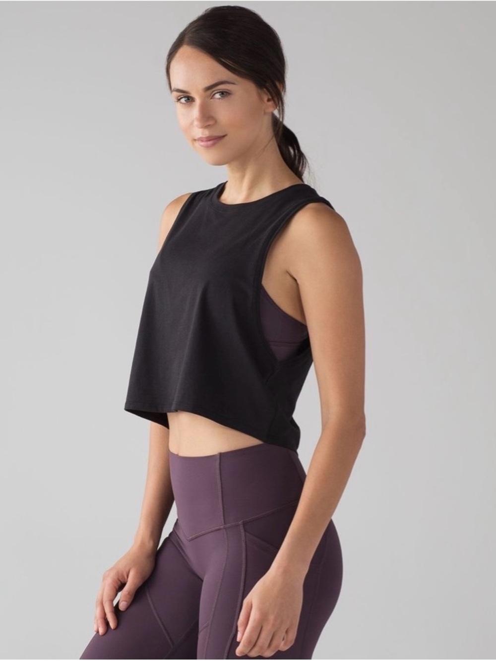 lululemon athletica Black Cropped Muscle Tank